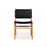 Paloma Leather Side Teak Chair – Black