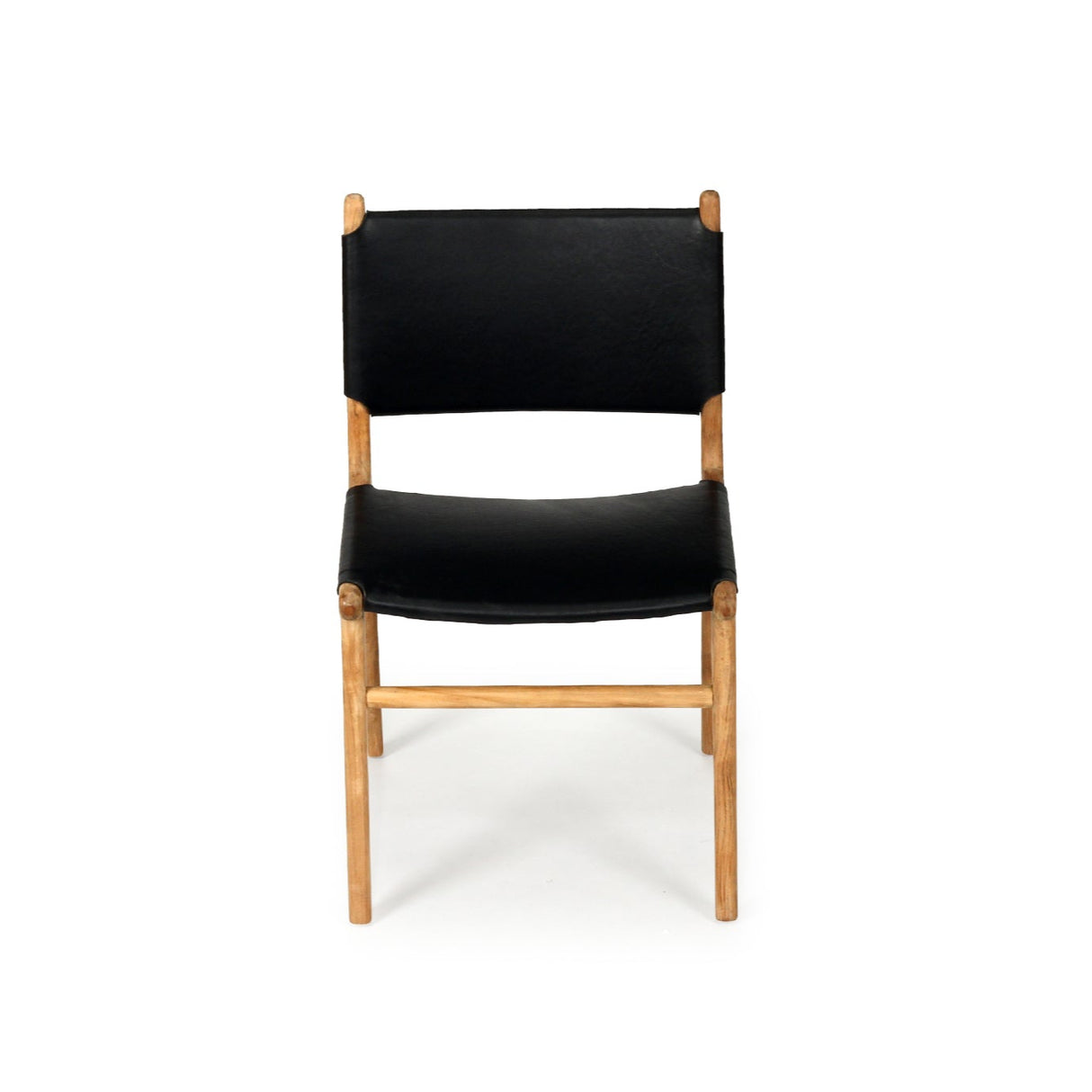 Paloma Leather Side Teak Chair – Black