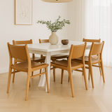 Paloma Leather Side Teak Chair – Tan