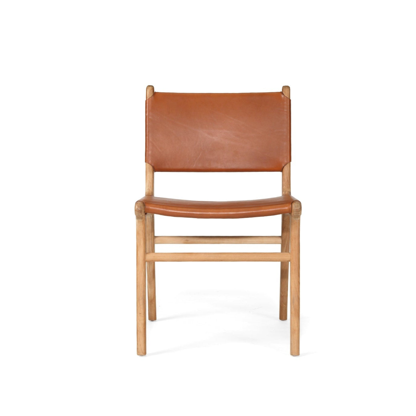 Paloma Leather Side Teak Chair – Tan