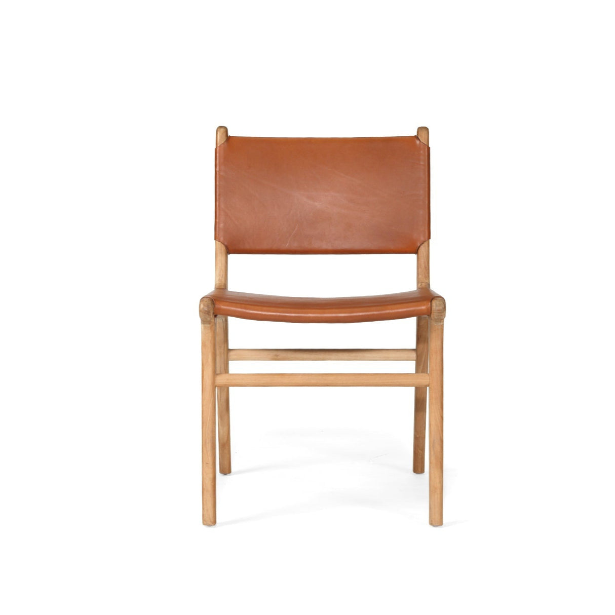Paloma Leather Side Teak Chair – Tan