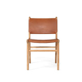 Paloma Leather Side Teak Chair – Tan