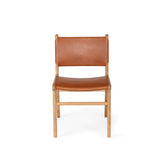 Paloma Leather Side Teak Chair – Tan