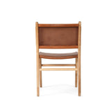 Paloma Leather Side Teak Chair – Tan