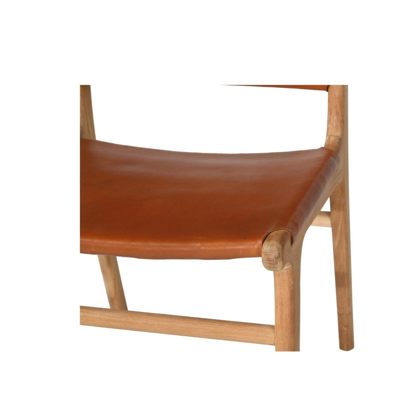 Paloma Leather Side Teak Chair – Tan