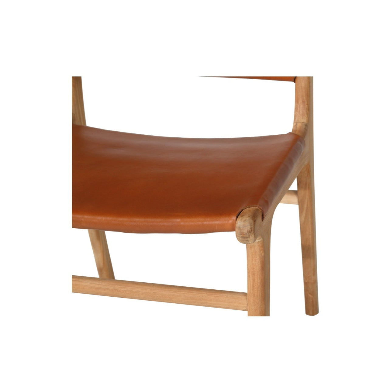 Paloma Leather Side Teak Chair – Tan