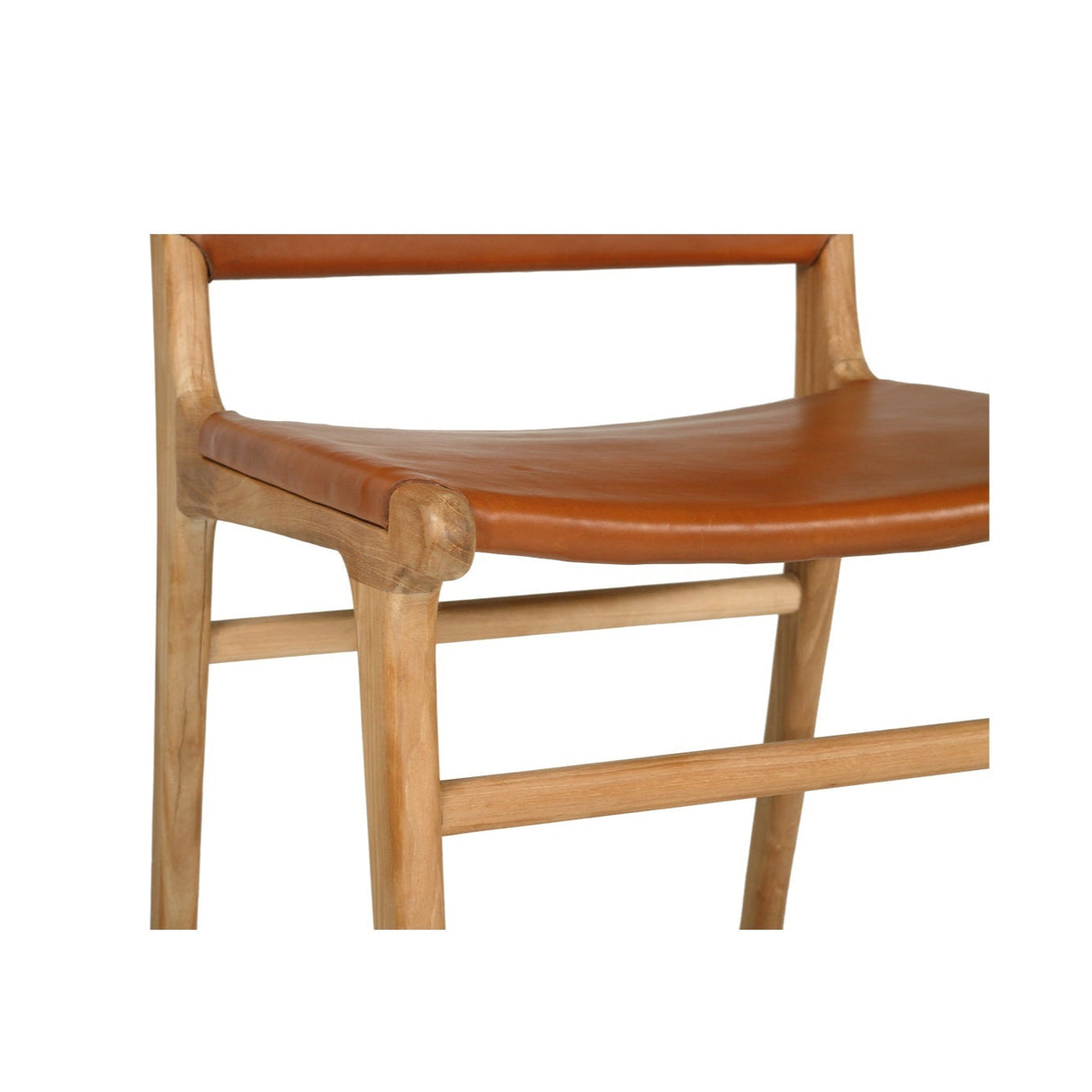 Paloma Leather Side Teak Chair – Tan