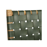 Paloma Leather Teak Counter Stool – Olive- Woven - 0.65m