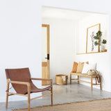 Paloma Leather Teak Sling Chair - Tan