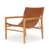 Paloma Leather Teak Sling Chair - Tan