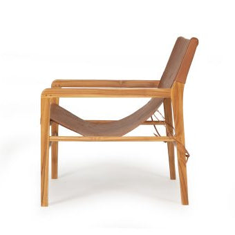 Paloma Leather Teak Sling Chair - Tan