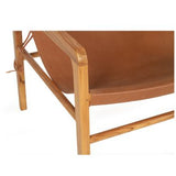 Paloma Leather Teak Sling Chair - Tan