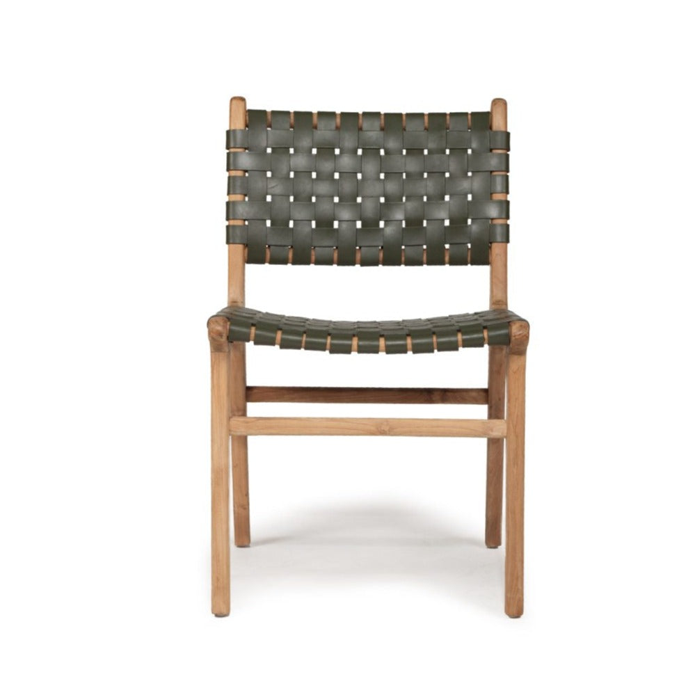 Paloma Teak Side Chair - Woven - Olive - 0.87m