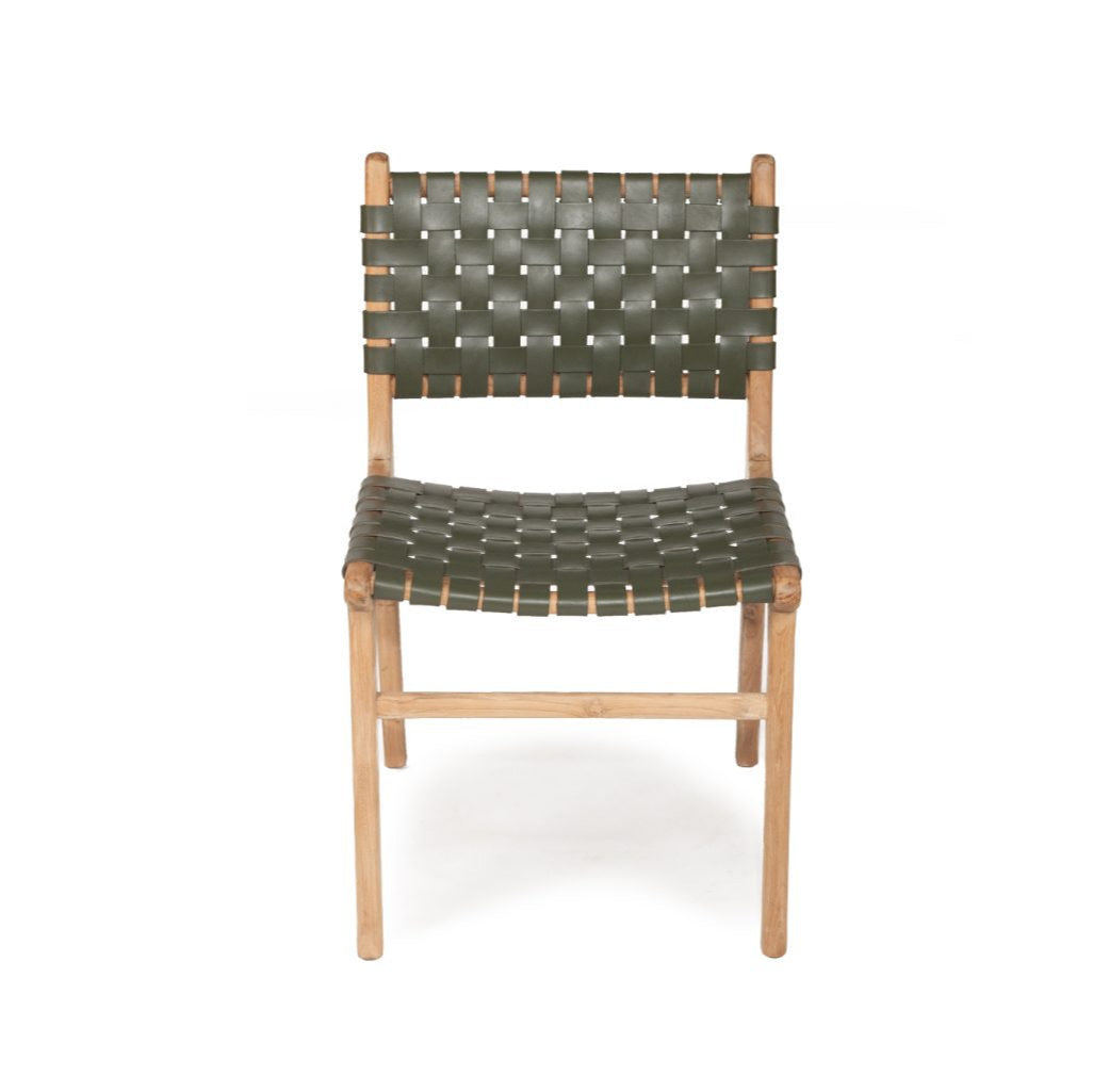 Paloma Teak Side Chair - Woven - Olive - 0.87m