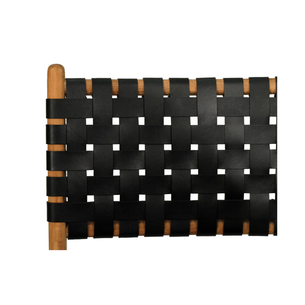 Paloma Woven Leather Side Teak Chair  - Black