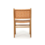 Paloma Woven Leather Side Teak Chair  - Natural