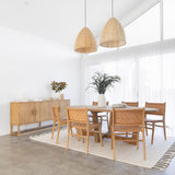 Paloma Woven Leather Side Teak Chair  - Natural