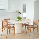 Paloma Woven Leather Side Teak Chair  - Natural