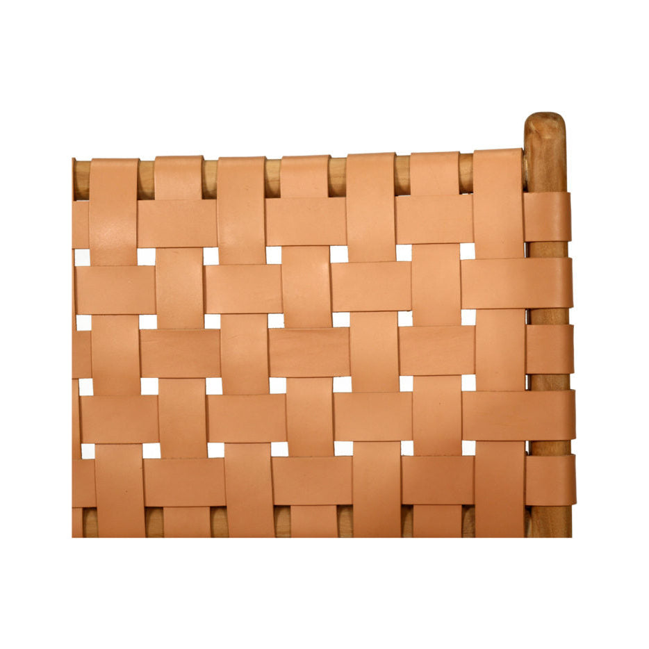 Paloma Woven Leather Side Teak Chair  - Natural