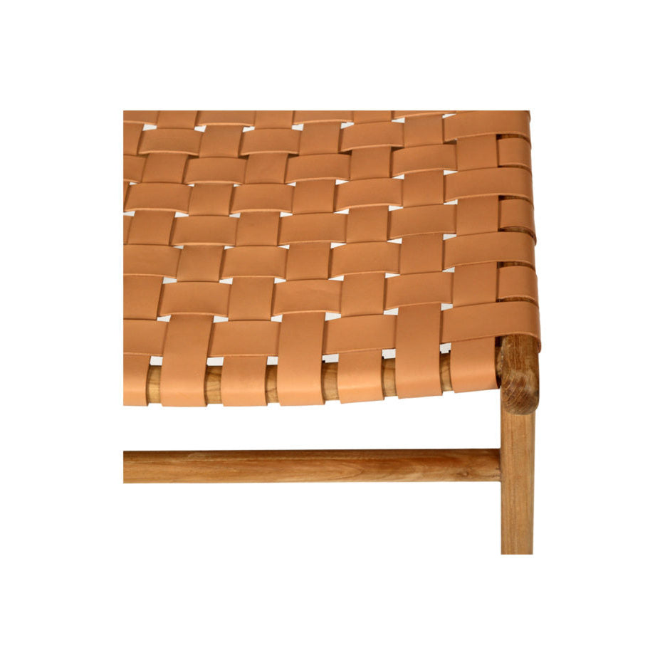 Paloma Woven Leather Side Teak Chair  - Natural