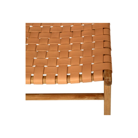 Paloma Woven Leather Side Teak Chair  - Natural