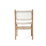 Paloma Woven Leather Side Teak Chair - White
