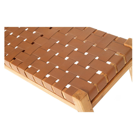 Paloma Woven Teak Leather Bench - Tan - 1.5m