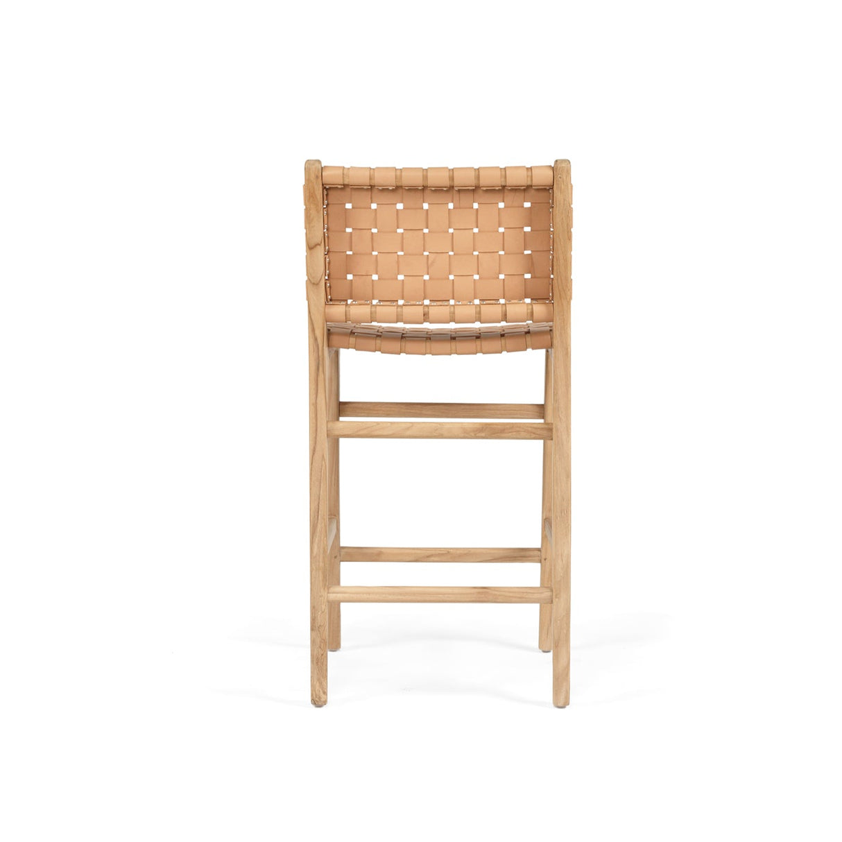 Paloma Leather Counter Stool - Natural Woven