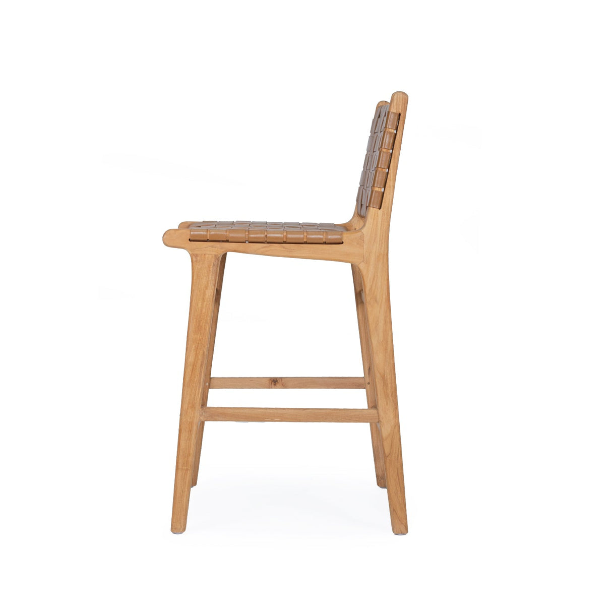 Paloma Leather Counter Stool - Tan Woven