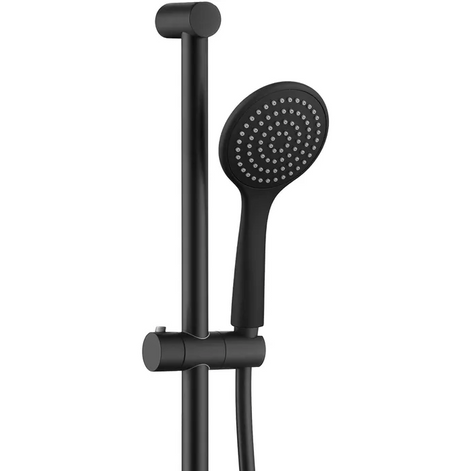 PAVIA Shower Rail with Round Handheld Shower Piece - Black