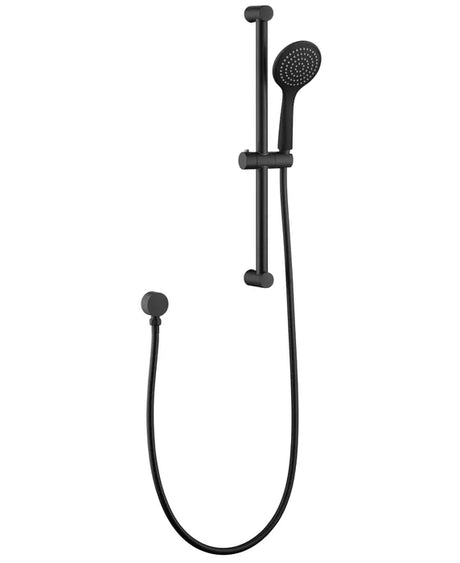 PAVIA Shower Rail with Round Handheld Shower Piece - Black