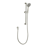 PAVIA Shower Rail with Round Handheld Shower Piece - Brushed Nickel