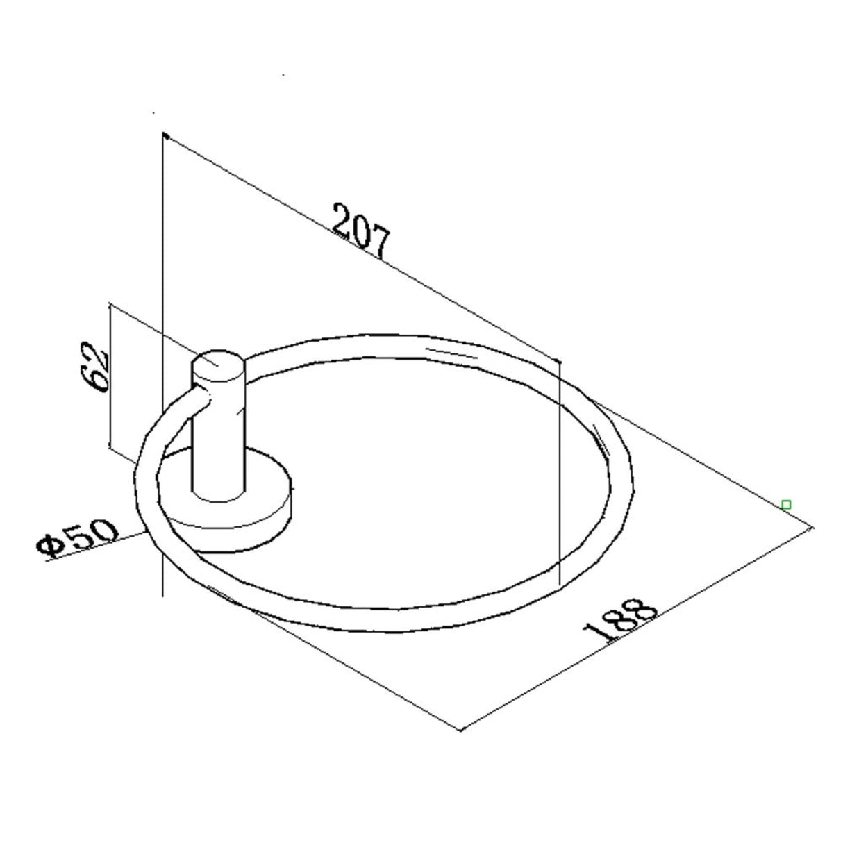 Norico Pentro Round Wall Mounted Round Hand Towel Ring Specification Drawing