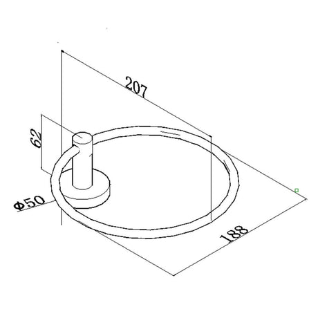Norico Pentro Round Wall Mounted Round Hand Towel Ring Specification Drawing