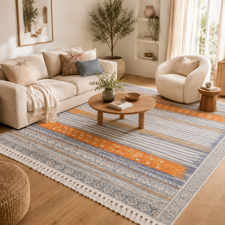 Peru Chuqito Orange Contemporary Rug