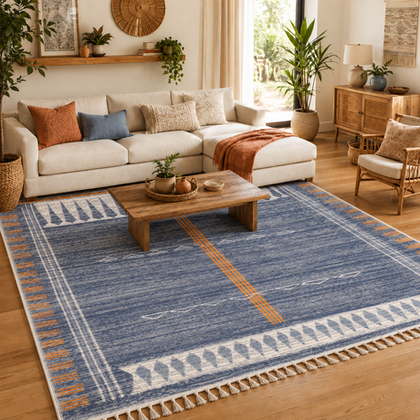 Peru Quito Blue Contemporary Rug