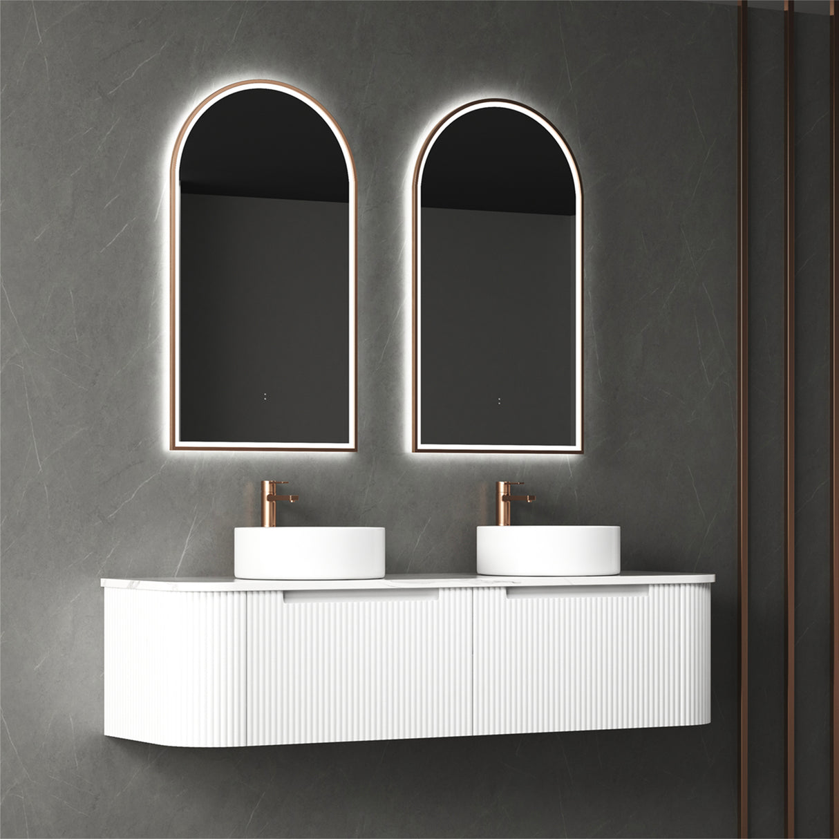PETRA MARK II Wall Hung Curve Vanity Matte White (All Sizes)