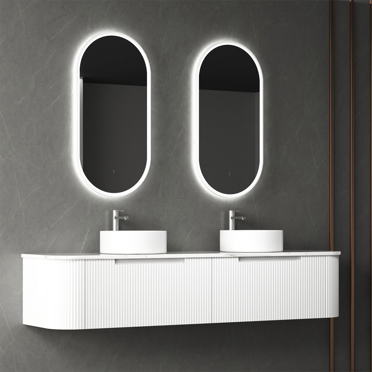 PETRA MARK II Wall Hung Curve Vanity Matte White (All Sizes)