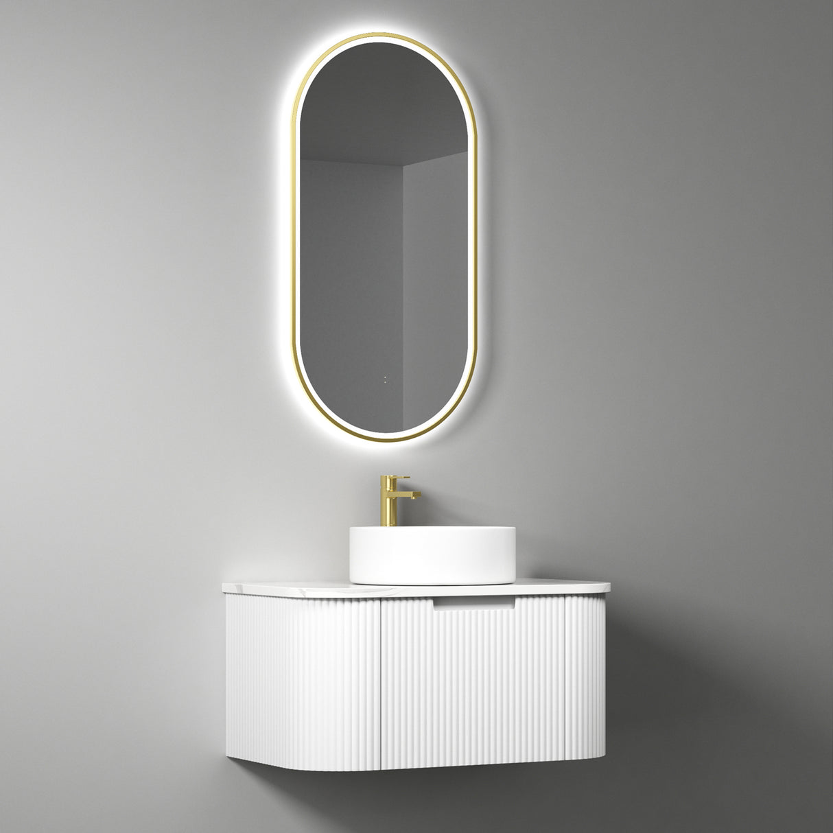 PETRA MARK II Wall Hung Curve Vanity Matte White (All Sizes)