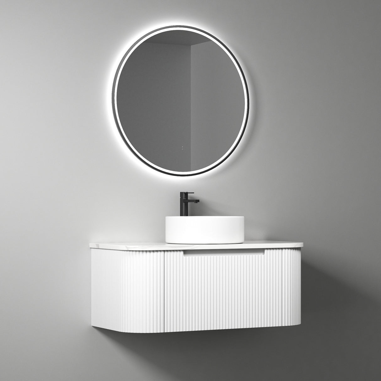 PETRA MARK II Wall Hung Curve Vanity Matte White (All Sizes)