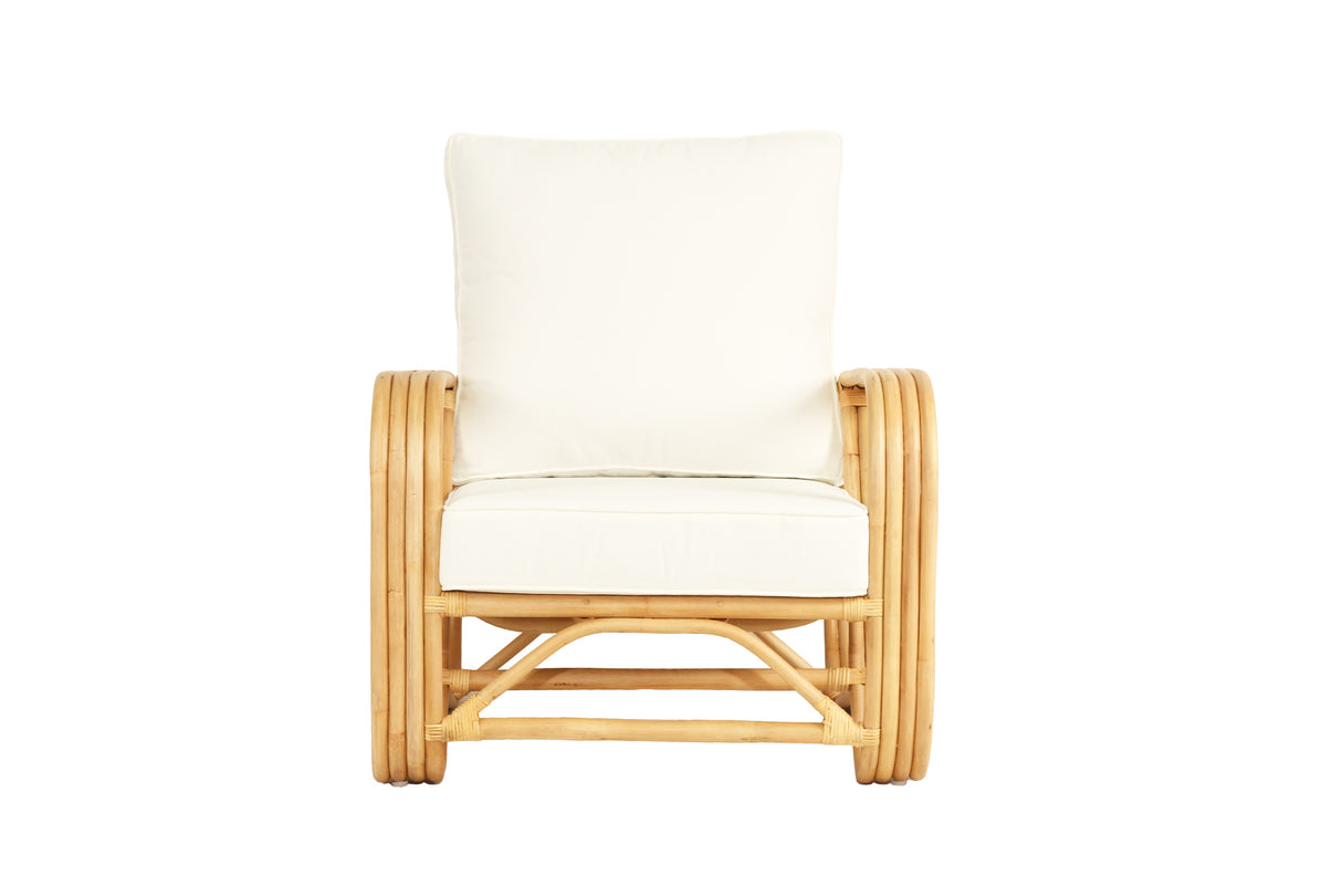 Pretzela Armchair_Natural Frame- White Cushion