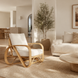 Pretzel Armchair – Natural Frame – White Cushions