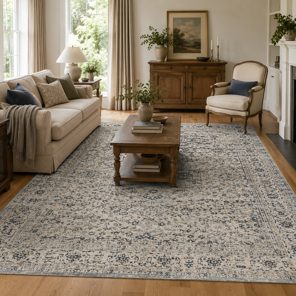 Providence Esquire Segments Traditional Blue Rug