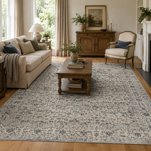 Providence Esquire Segments Traditional Blue Rug