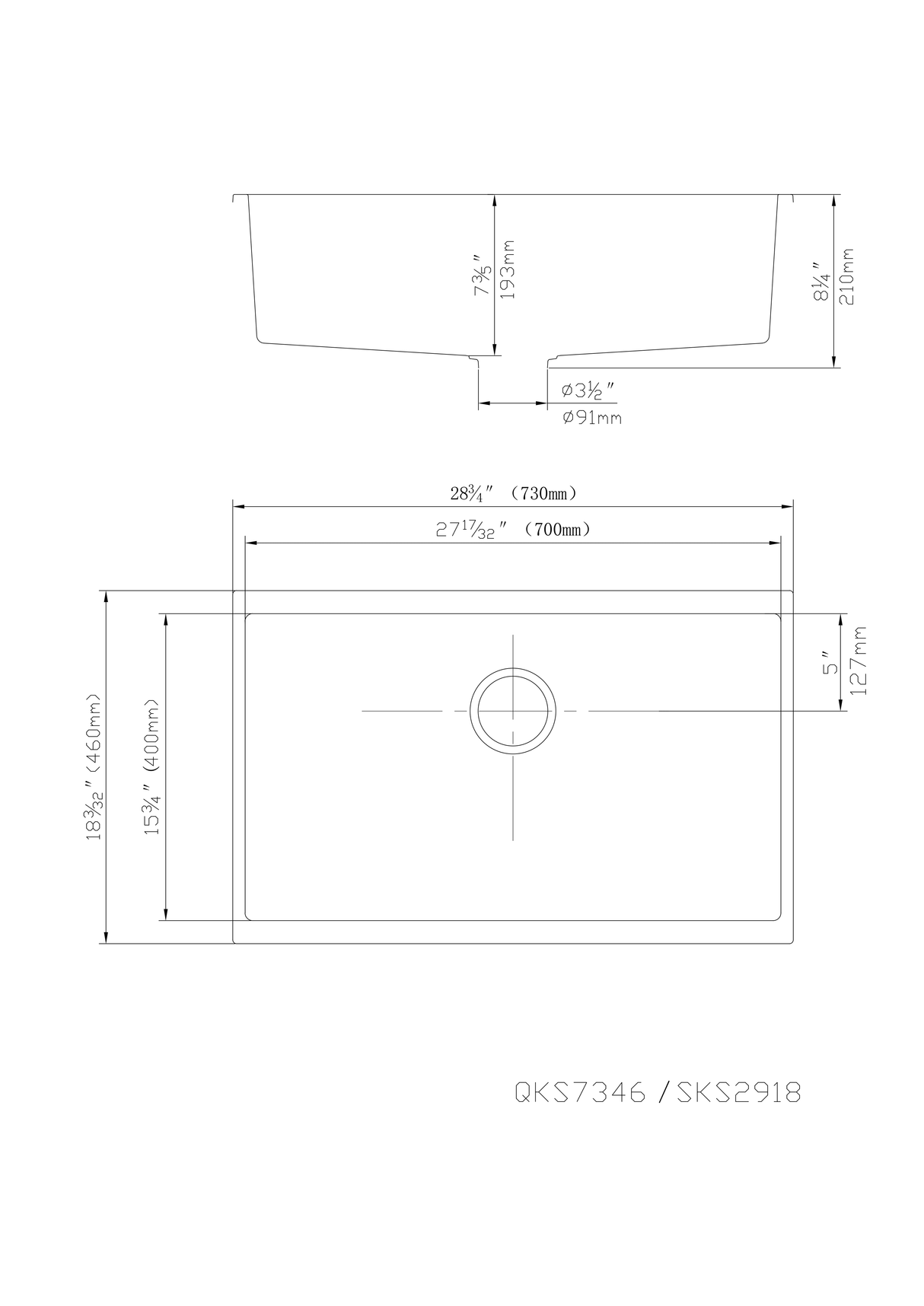 POS Quartz Undermount Kitchen Single Sink 730x460x226 (Matte Black)