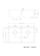 POS Quartz Undermount Kitchen Double Sink 813x457x241 (Matte White)