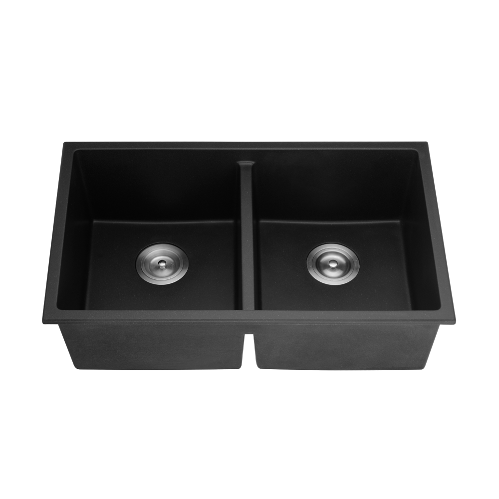 POS Quartz Undermount Kitchen Double Sink 762x457x228 (Matte Black)