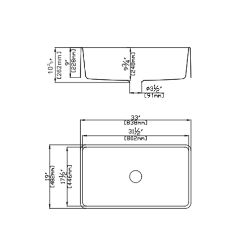 Farmhouse Quartz Kitchen Single Bowl Sink 838x482x262 (Matte White)
