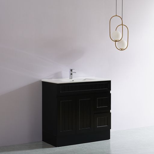 ACACIA SHAKER Matte Black PVC Floor Vanity 900mm