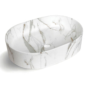 Quay Oval 500x330x120 Gloss Carrara Basin